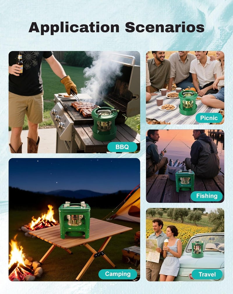 CHADWICK Camping Picnic Burner Furnace, Efficient Portable Camping Stove, Backpacking Oil Stoves Cooker Cookware, Handy Outdoor Portable Kerosene Stove (Round+Square) - Image 5